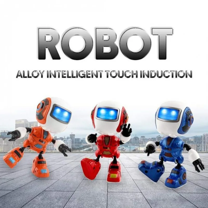 Smart Mini Robot Cute Alloy Robot Lighting Voice Intelligence Induction Joint Rotation Toys For Children Boys Birthday Gift