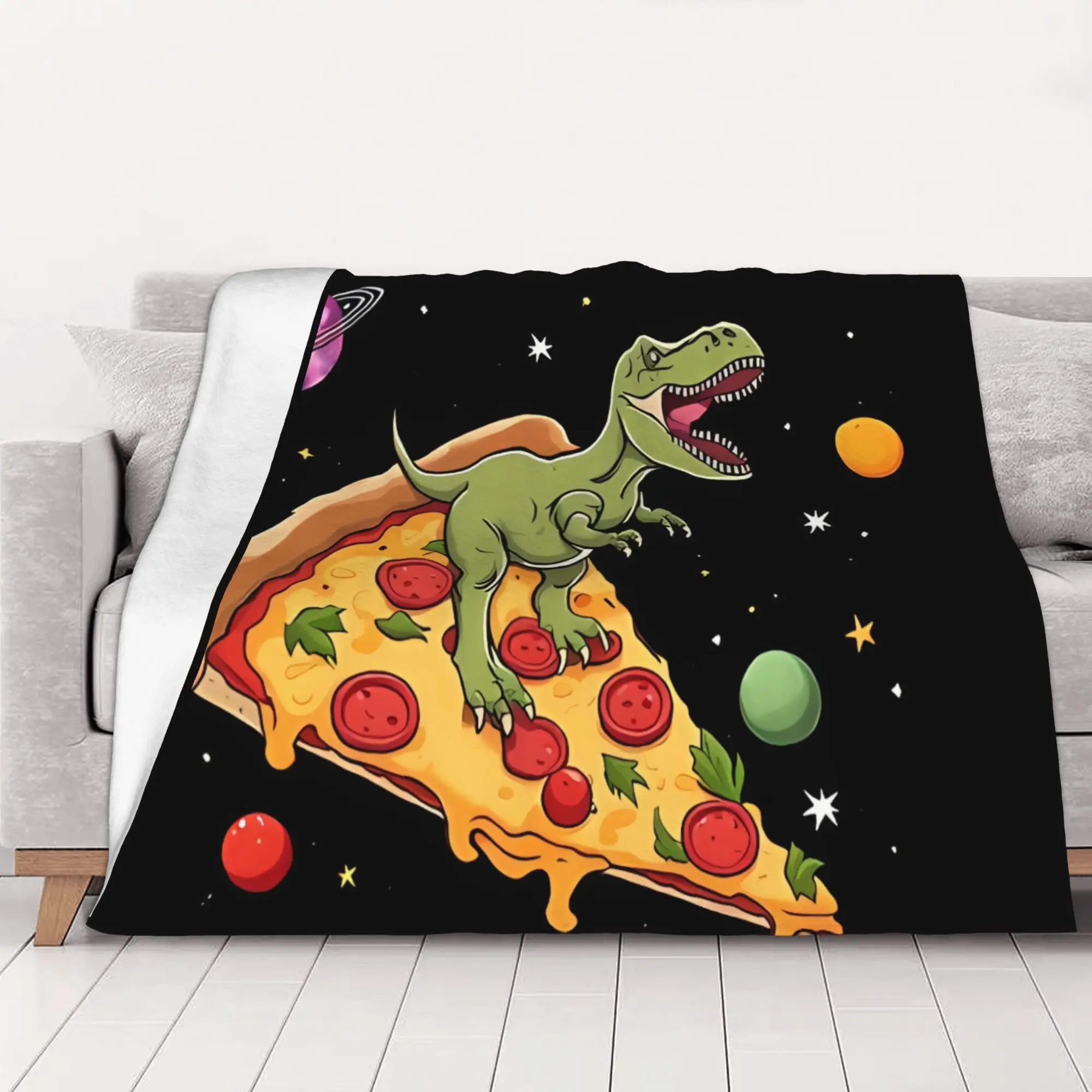 1PC home Cute Room Decor Classic Blanket Throw Blanket Eye Cat On Dinosaur On Pizza Novelty Warm Blanket All Season