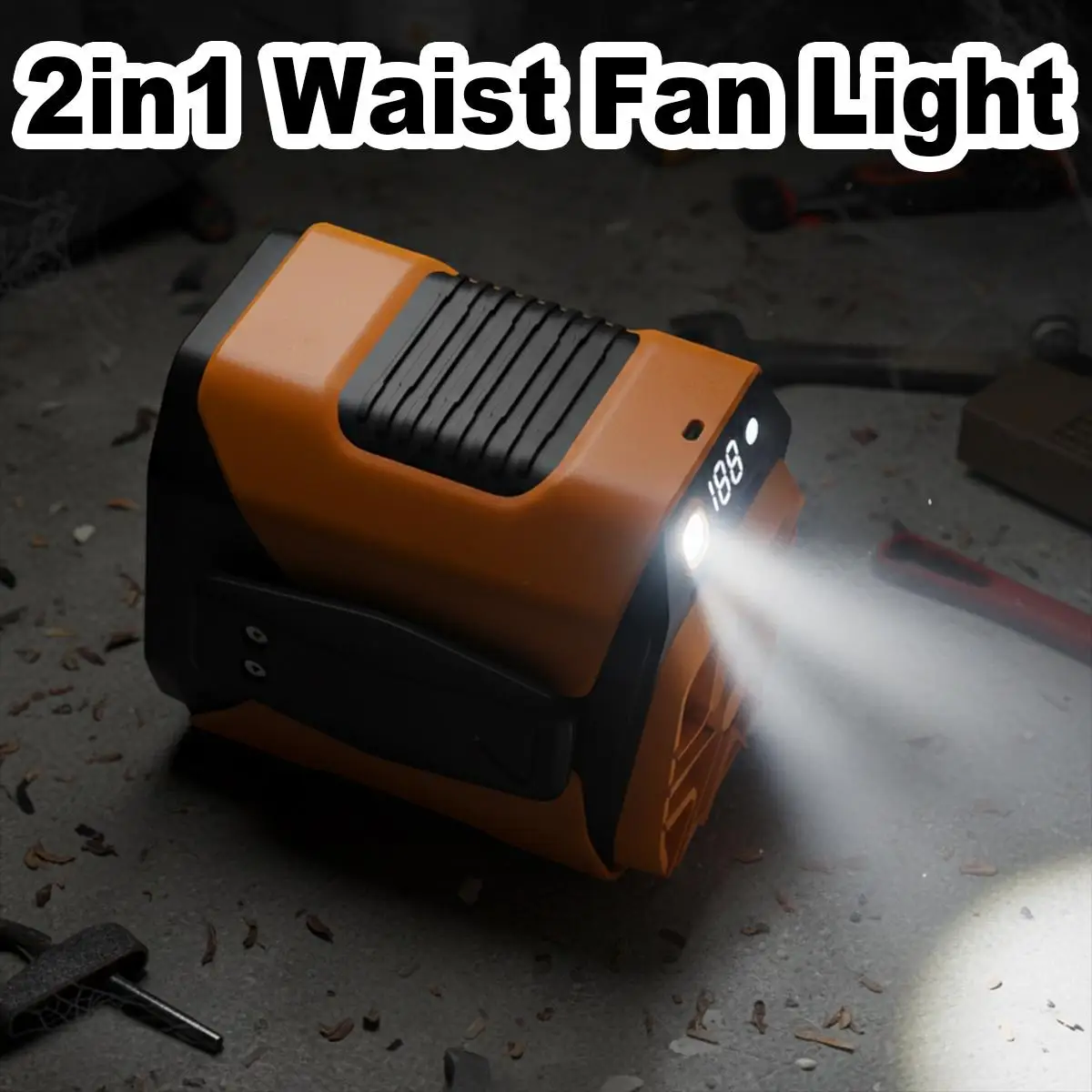 100-Speed Waist Fan with Flashlight Wearable Battery Fan Rechargeable Bladeless Ice Sensation Cooler High Speed Cooling Fan