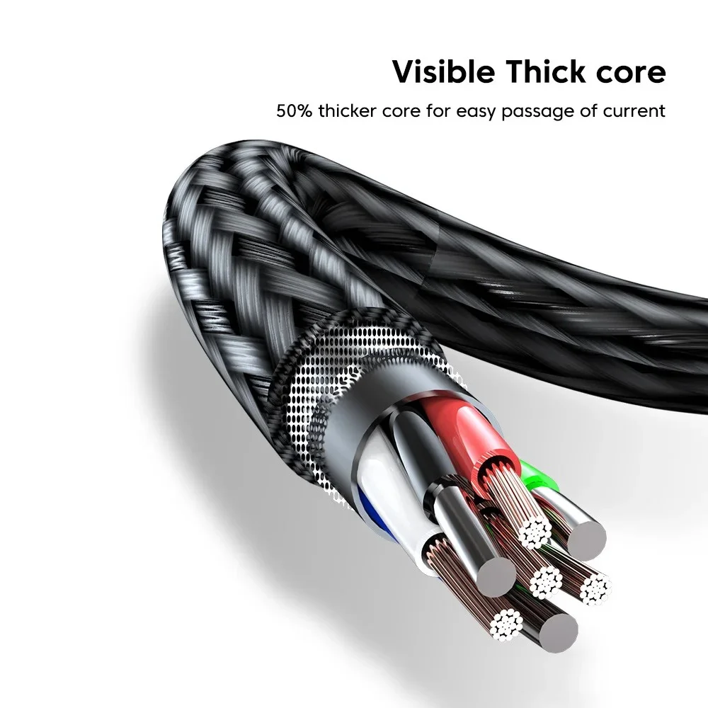 NNBILI 6A 120W 3 in 1 USB Type C Cable Fast Charge Phone Charger Data Cord For iPhone Samsung Huawei Quick Charge Micro USB Wire view 5