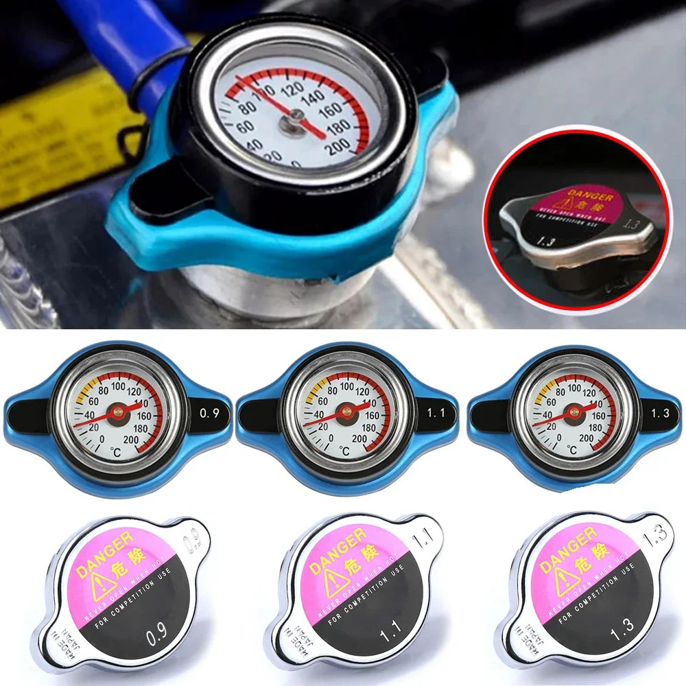 Car Motorcycle Styling Spec Thermo Radiator Cap Tank Cover Water Temperature Gauge with Utility Safe 0.9 Bar/ 1.1 Bar/1.3 Bar