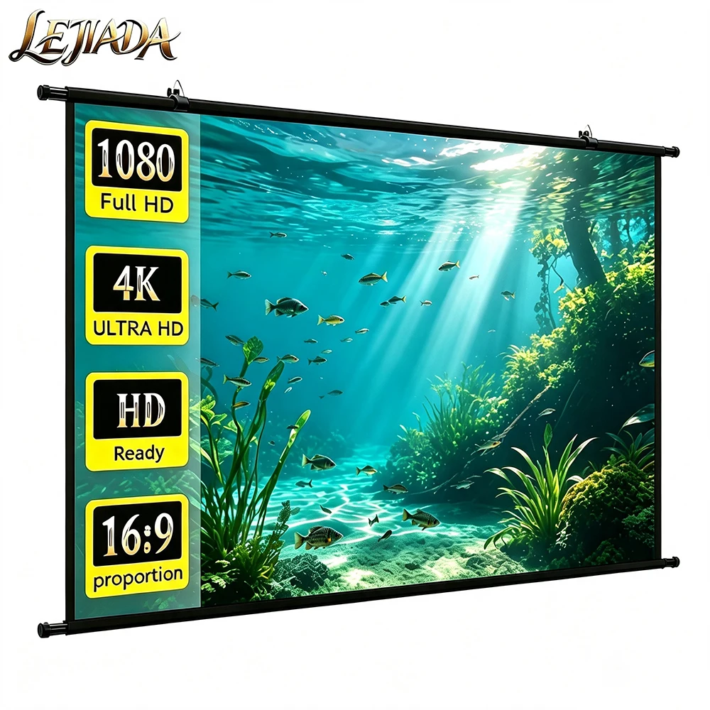 LEJIADA New 60/84/100inch Brightness Enhanced Anti-Light Wall Mount Projection Screen 160 ° Wide Angle 4KHD Suitable For Bedroom