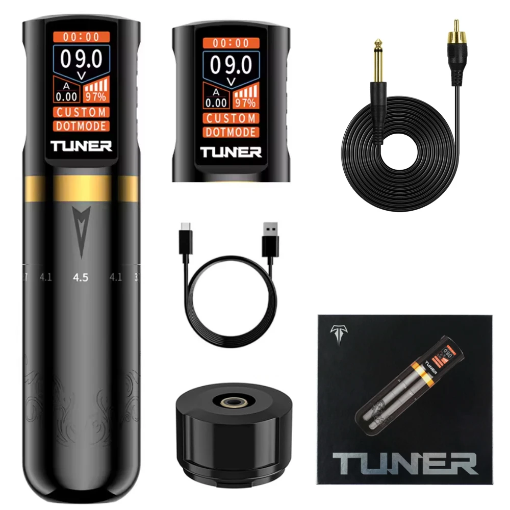 Wireless Tattoo Machine 2.5-4.5mm Adjustable Stroke Large Capacity 2pcs 2200mAh Battery OLED Color Screen Tattoo Pen