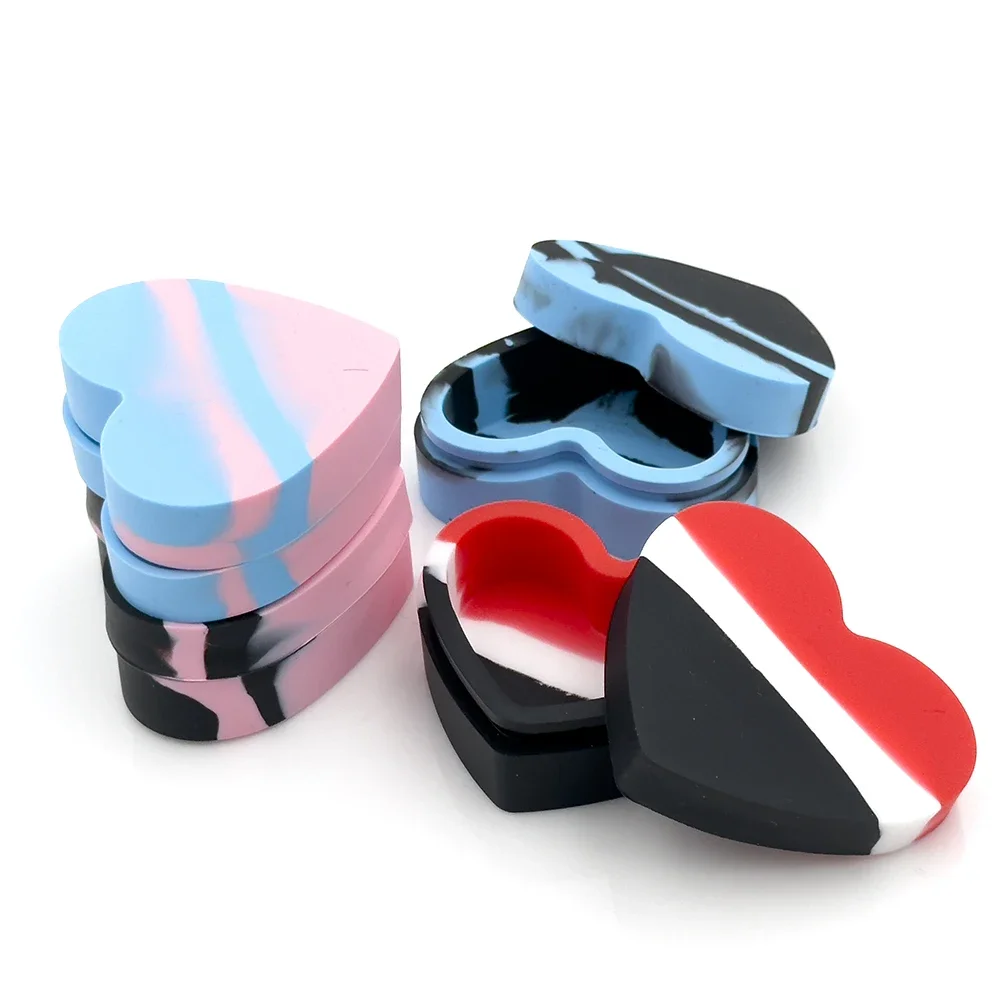 Nonstick Silicone Boxes Container Love Style 17ML Non-stick Oil Wax Storage Box Silicone Jar