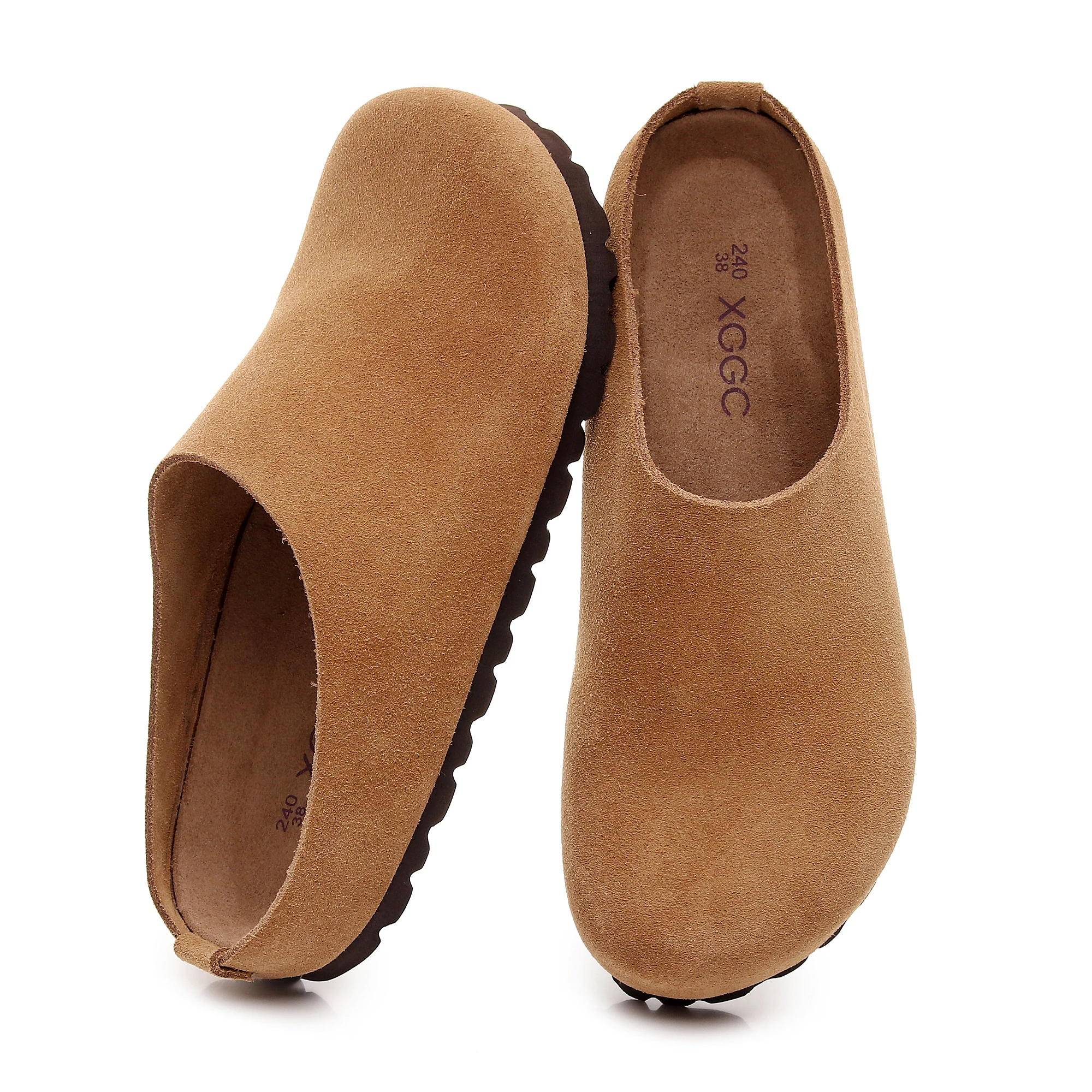 

Anti Slip Leather Clogs Cork Footbed Sandals Comfort Mules with Arch Support Slip on Slippers Casual House Slippers