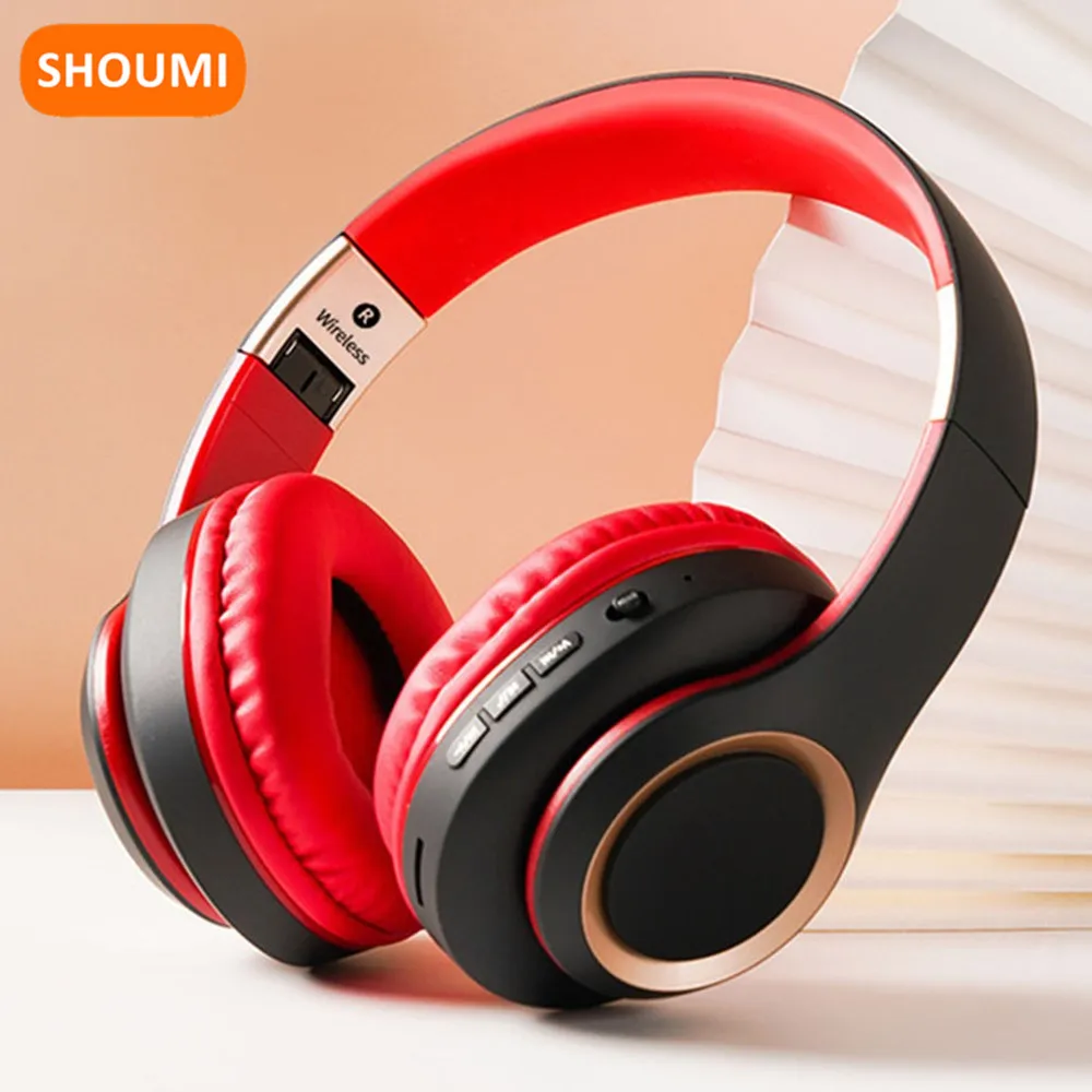 Shoumi Wireless Bluetooth Headphones Multiple Modes Hi-Res Sound Headset 400mAH Large Battery 15H Play Earphones Built-in HD Mic