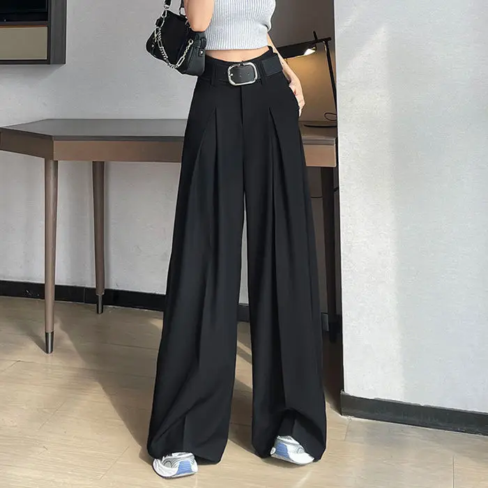 Suit Wide Leg Pants Women's Autumn Hanging Waistband Accentuates Slimming High Waisted Straight Leg Casual Floor Pants Korean