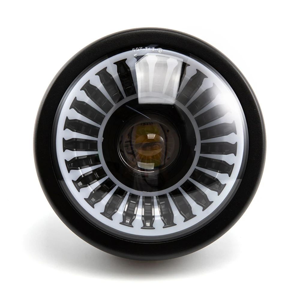 Motocyklowy uniwersalny reflektor LED 6,5 cala RGB, światła przeciwmgielne, światła mijania i drogowe, okrągła lampa przednia Moto Halo DRL do Harley Yamha Honda — 2