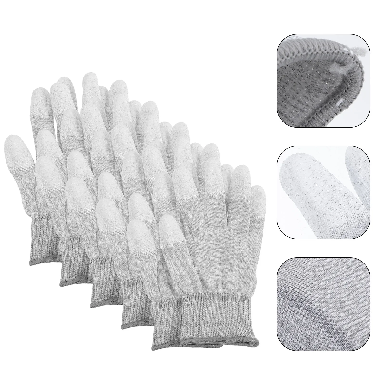 5Pairs Anti Static Protective Gloves Multi Purpose Non Slip Fingertip PU Coating for Electronics Assembly Aerospace Automotive