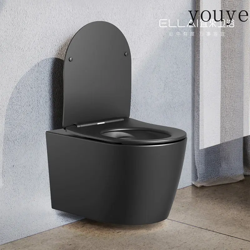 Black wall-mounted toilet integrated hidden tank wall row ordinary toilet wall-mounted combination