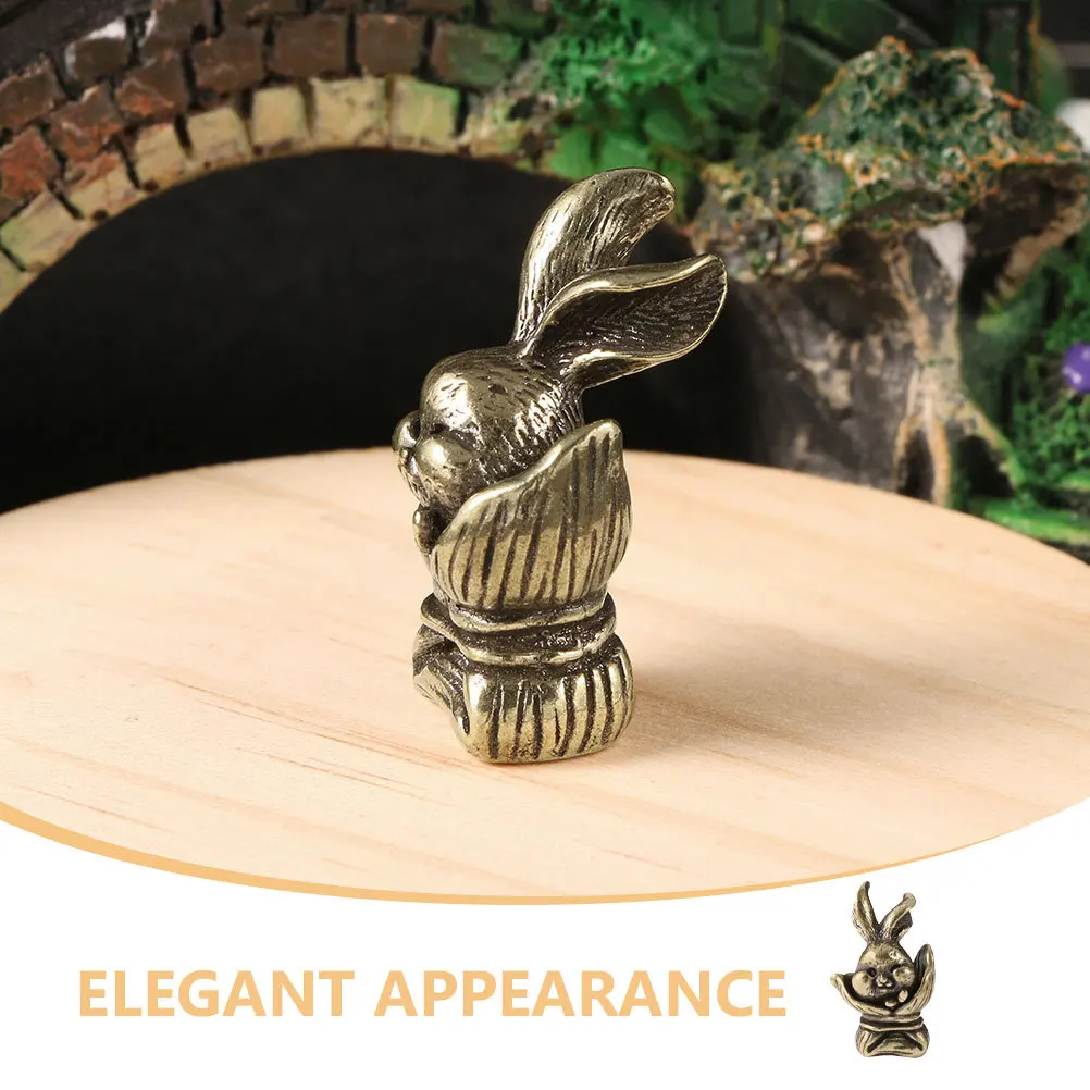 

Brass Bunny Adornment Miniature Rabbit Shaped Statue Creative Indoor Desktop Decor Elegant Gift for Home Office