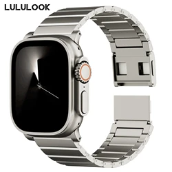 LULULOOK-Pulseira de relógio para Apple Watch Ultra, pulseira de titânio, fecho magnético duplo, 49mm, cor titânio