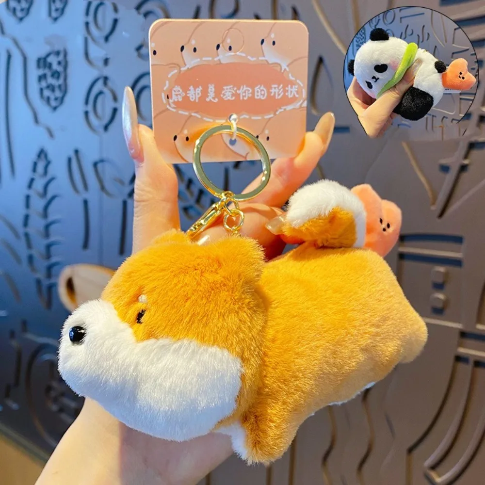 Cute PP Cotton Capybara Doll Keychain Pig Panda Plush Dog Pendant Stuffed Mental Love Animal Key Ring Gift