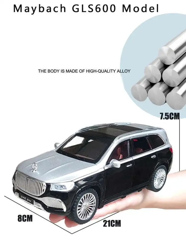 

1:24 Benz Maybach Gls600 Alloy Car Model Sound And Light Pull Back Toy Car Suv Off-Road Vehicle Boy Collection Decoration Gift
