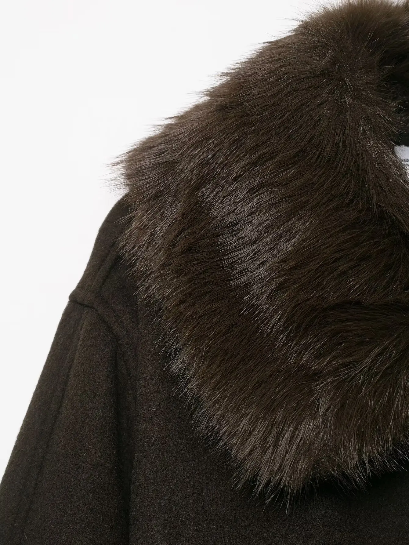 Damska kurtka wełniana z futrzanym kołnierzem, z długim rękawem, z paskiem, w jednolitym kolorze, modna i uniwersalna, nowy styl na jesień i zimę 2025.