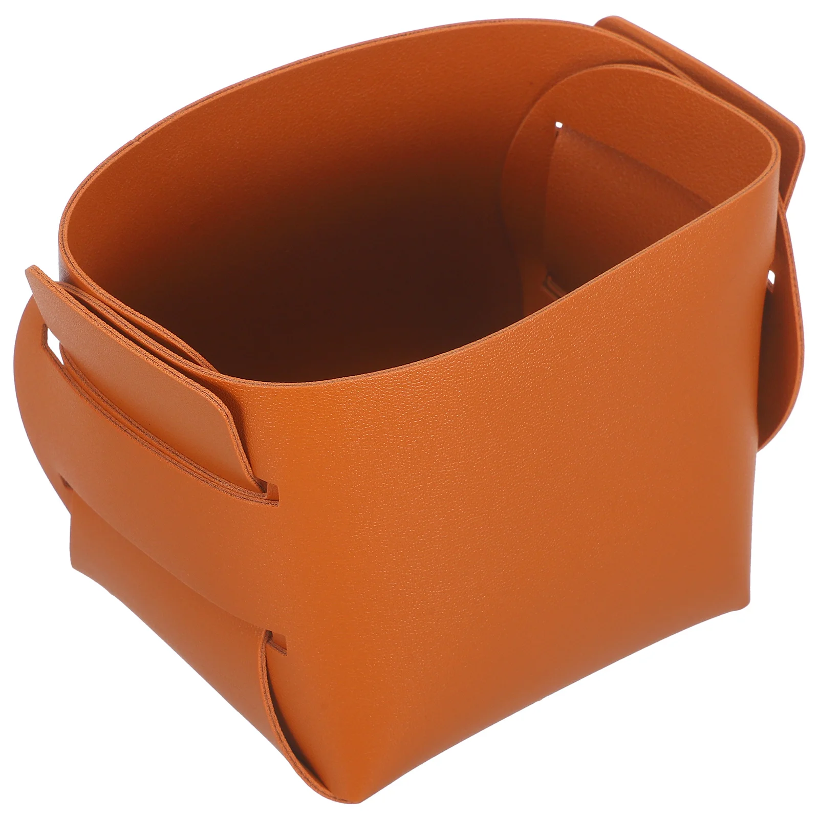 

PU Storage Basket Foldable Compact Desktop Organizer Bedside Nightstand Tabletop Sundries Box Skin Care Makeup Brushes