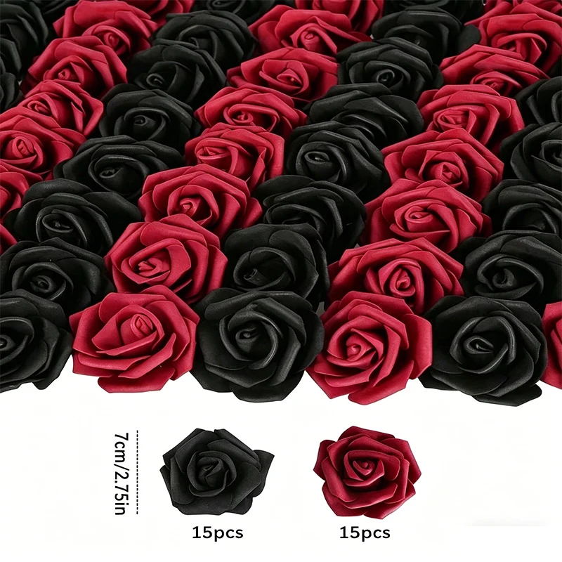 30 Stück künstliche Rosenblütenköpfe, lose künstliche Schaumrosen für DIY-Brautgeschenke, Hochzeits-Blumenarrangements, Heimdekoration – Detail 2