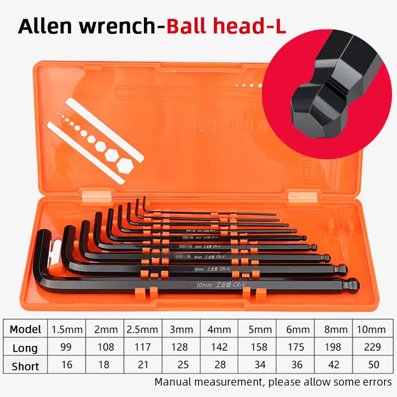 9PCS Screwdriver Hex Wrench Set Double-End L Type Allen Key Hexagon Ball Torx Star Head Spanner Key Set Hand Tools