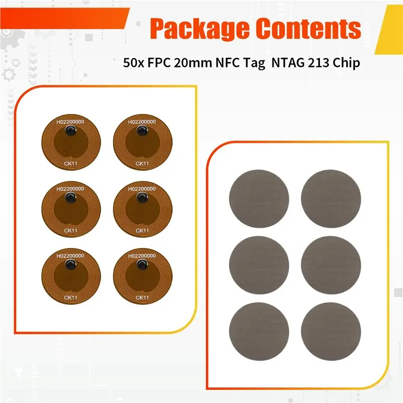 [B24B!】 FPC 20Mm Tags 50PCS 13.56Mhz NTAG 213 Chip Anti-Counterfeiting For Membership Card Making Trackable Traceability