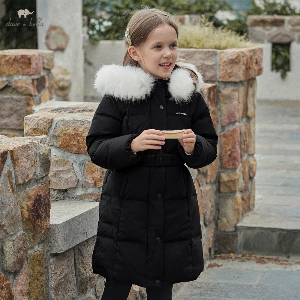 

Dave Bella Girls Down Parka Jacket Winter Autumn Children Thicken Plush Hooded Coat Black Elegant Outwear Kids Clothes DK4254536