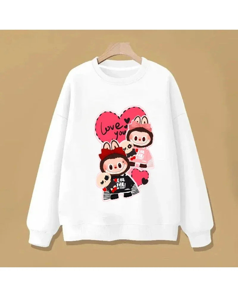 Labubu Cartoon Peripheral Print Hooded Sweater Couple Men and Women Autumn/Winter Coat Hoodie Sweatshirt Anime Hoodie Cute Tide