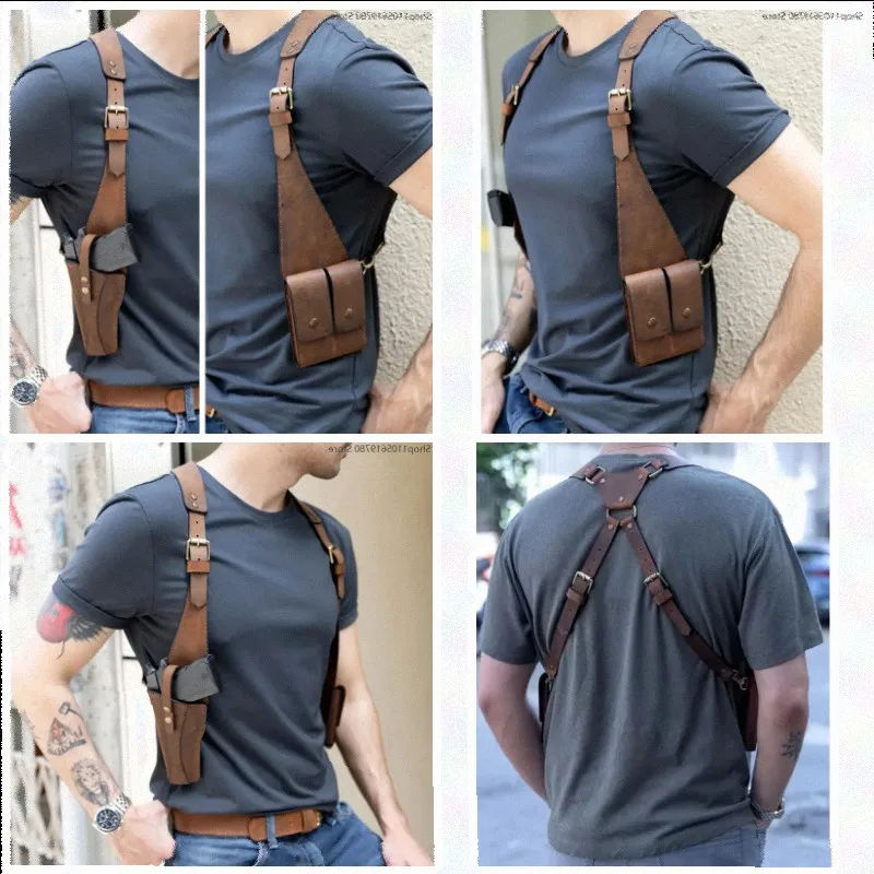 Medieval Steampunk PU‑Leather Under‑Arm Shoulder Holster Bag Adjustable Buckle Sling Pouch Adult Cosplay Halloween Cosplay Prop