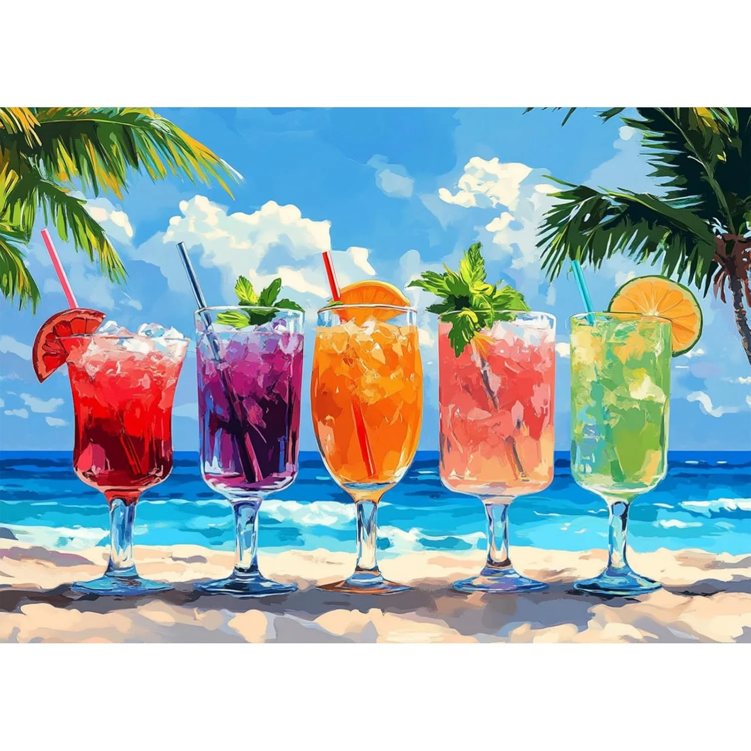 

500/1000/1200/2000PCS Puzzles Seaside Colorful Cocktail Jigsaw Puzzles Modern Home Decor Gift Educational Toys for Kids