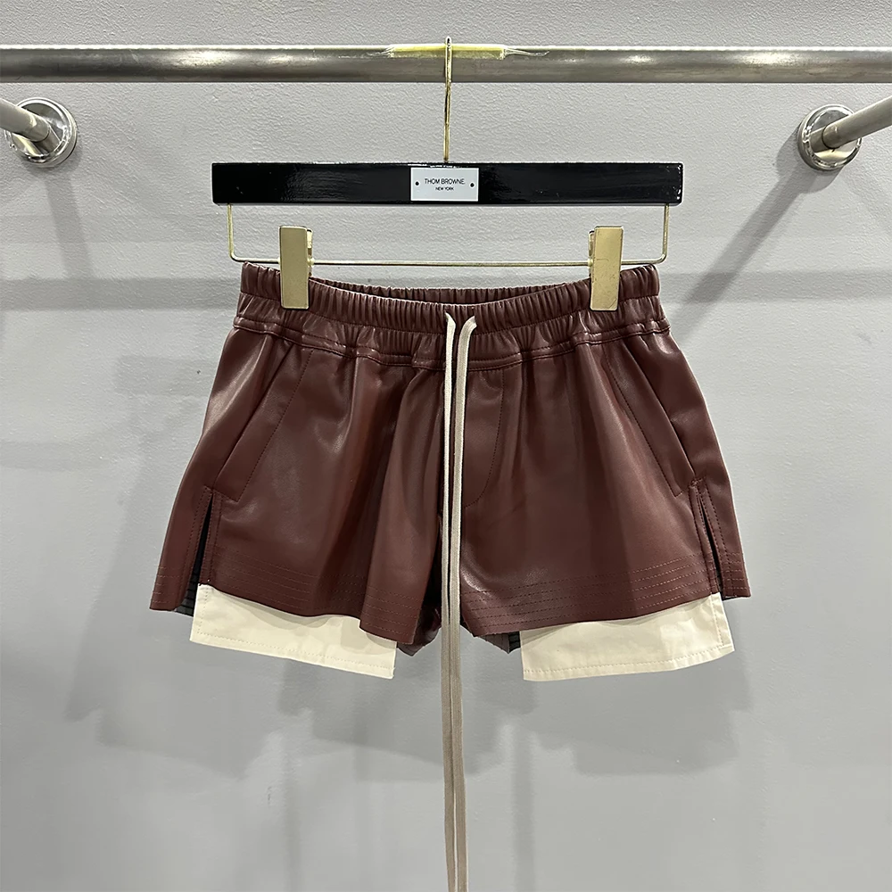 Owen Seak Dames Casual Short Mini Slim Fit PU-leer Zomer Gothic Dames High Street Outdoor Wear Trompet Zeemeermin Zwart Kort