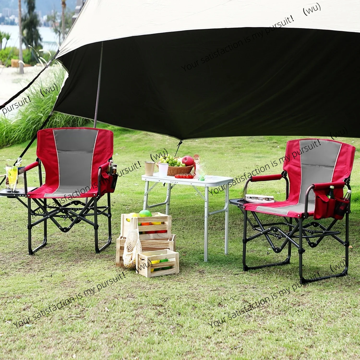 for Adults, 400 Lbs Capacity Portable Camping Chair with Side Table 1 Pack / 2 Pack Oversized Heavy Duty Folding Directors Chair
