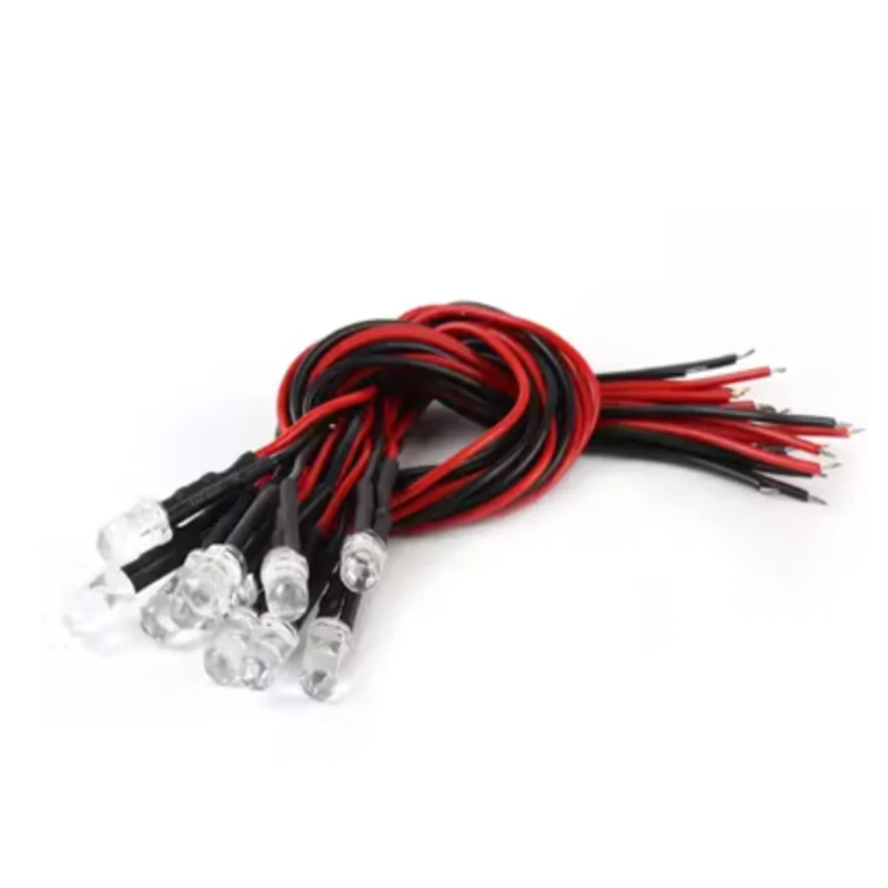 5PCS/LOT 3mm/5mm LED DIODE 12V 20cm pre-wired white red green blue yellow light-emitting diode, lighting pre-soldered