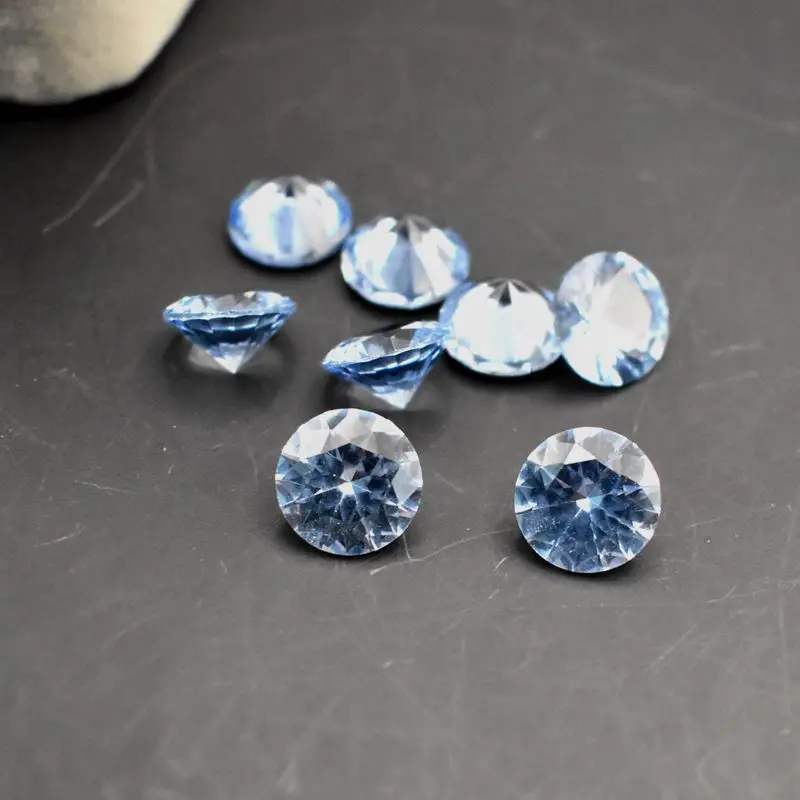

Synthetic Spinel 106# Sea Blue Loose Gemstones Round Shaped Light Aquamarine 2x4mm 3x6mm 4x8mm Multiple Sizes For Jewelry Making