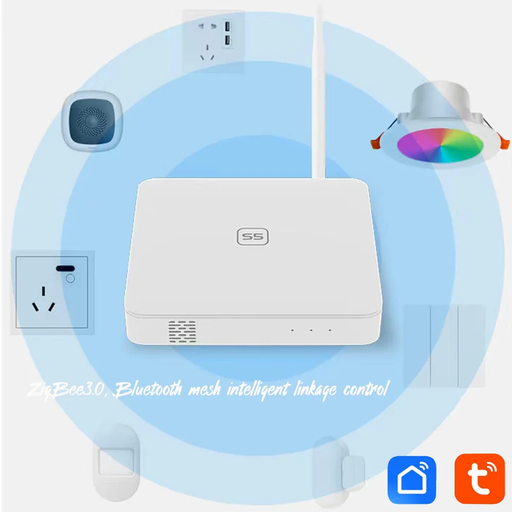 Desktop S5 Multi-mode Smart Gateway ZigBee Bluetooth Mesh Hub Work with Tuya Smart App Voice Control Via Alexa Google Home