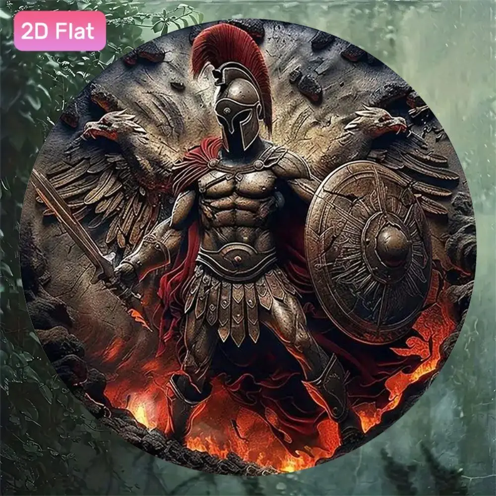 Medieval Knight Logo, Round Metal Emblem, 20x20cm – Medieval Shield Crest Design, Antique Bronze Finish, High Detail Fantasy Kni