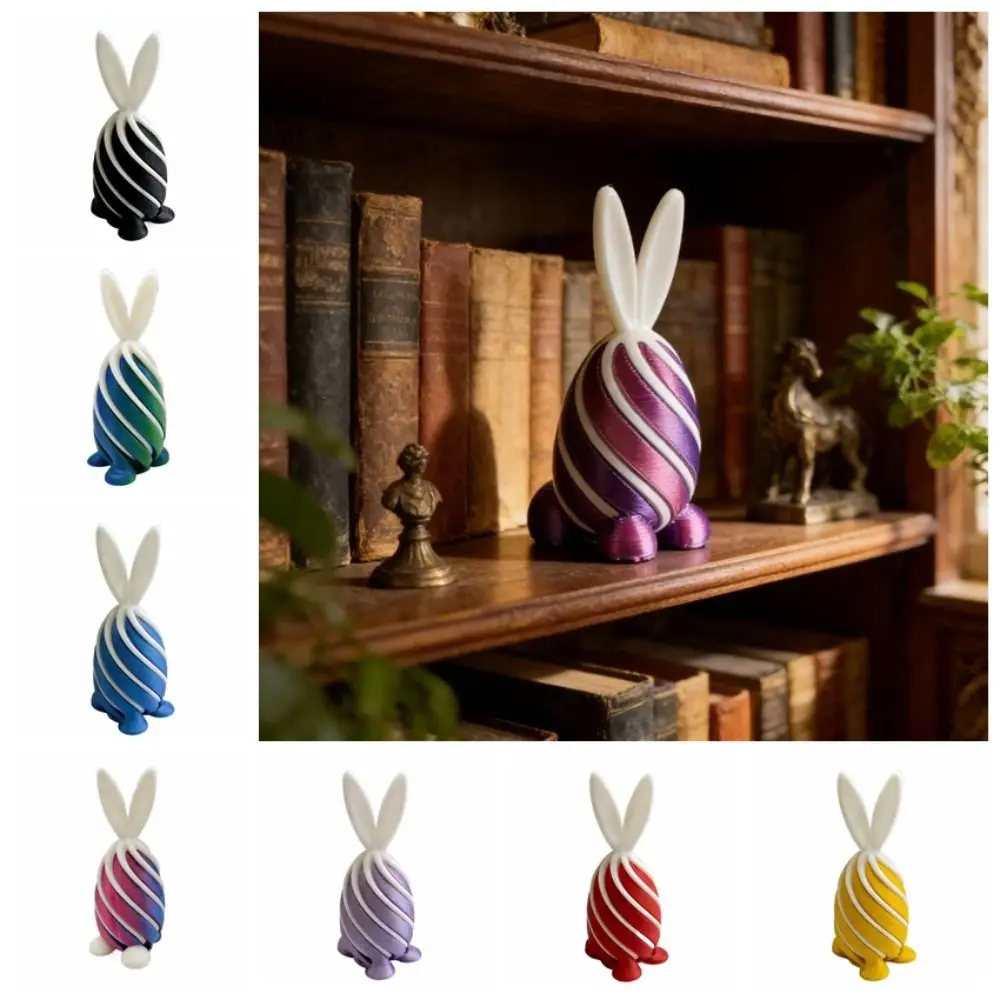 Spiral Cone 3D Printed Easter Bunny Decompression Easter Basket Stuffers Rotating Rabbit Egg Colorful Ornaments