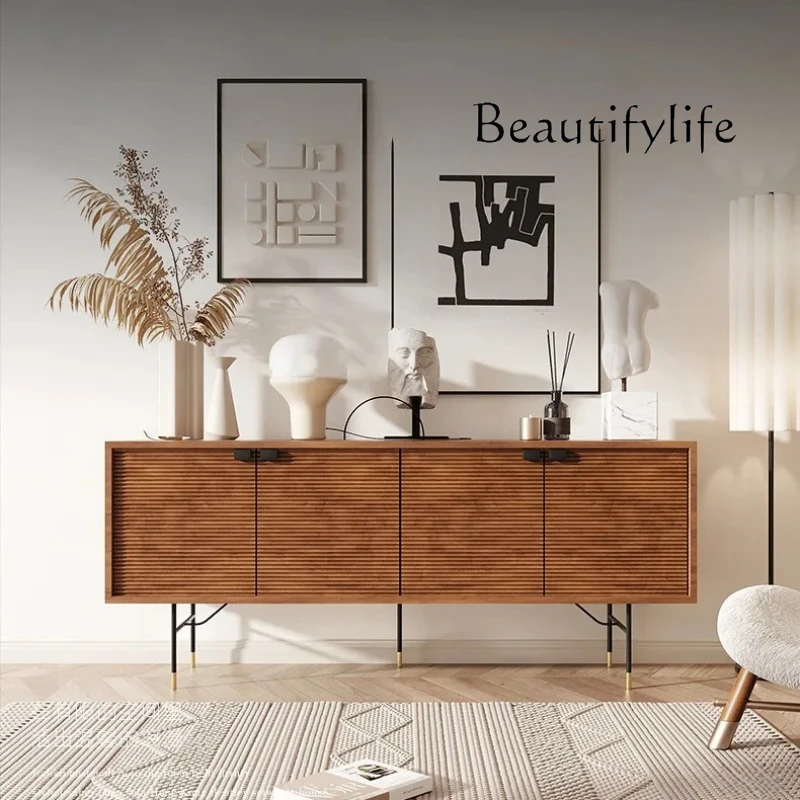 

Wabi Sansan minimalist side cabinet Nordic solid wood carving flower medieval entrance cabinet