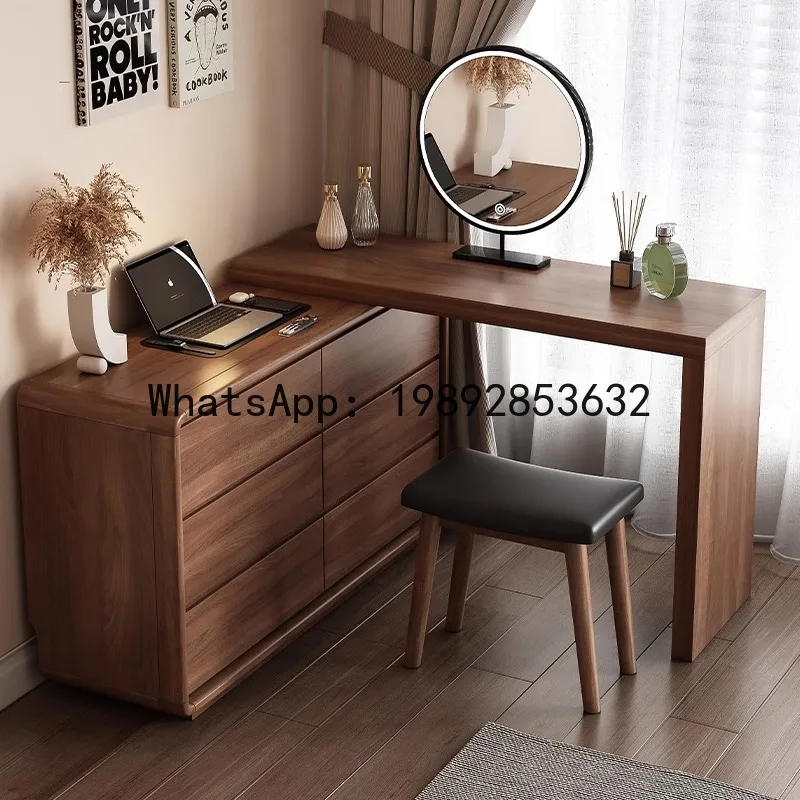 LYY Solid Wood Dressing Table and Chest of Drawers Integrated Bedroom Modern Simple High-end Storage Makeup Table Convertib