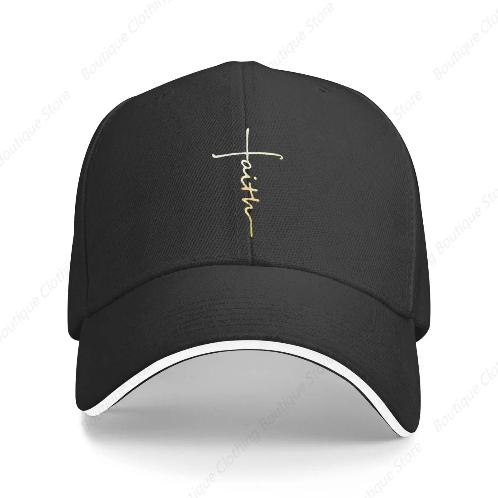 

Faith Cross, Christian, Jesus Baseball Cap Black Men Women Summer Sun Dad Golf Adjustable Snapback Cowboy Trucker Hat