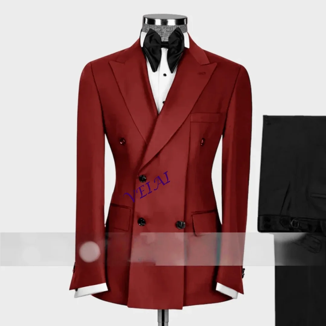 

Элегантный мужской костюм Haute Couture черного цвета, 2-х предметный, с заостренными лацканами, двубортный пиджак и брюки, для свадьбы, жениха, на заказ