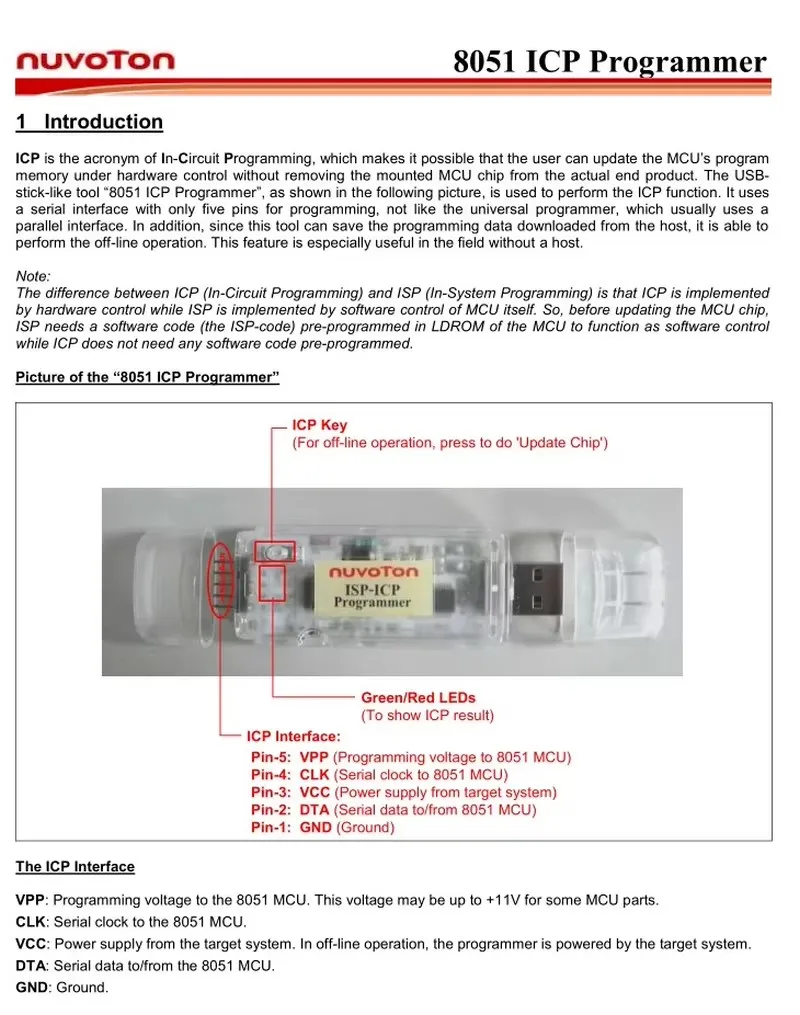 Spot NWR-005 ISP-ICP recorder programmer Nuvoton 8051 microcontroller MCU downloader