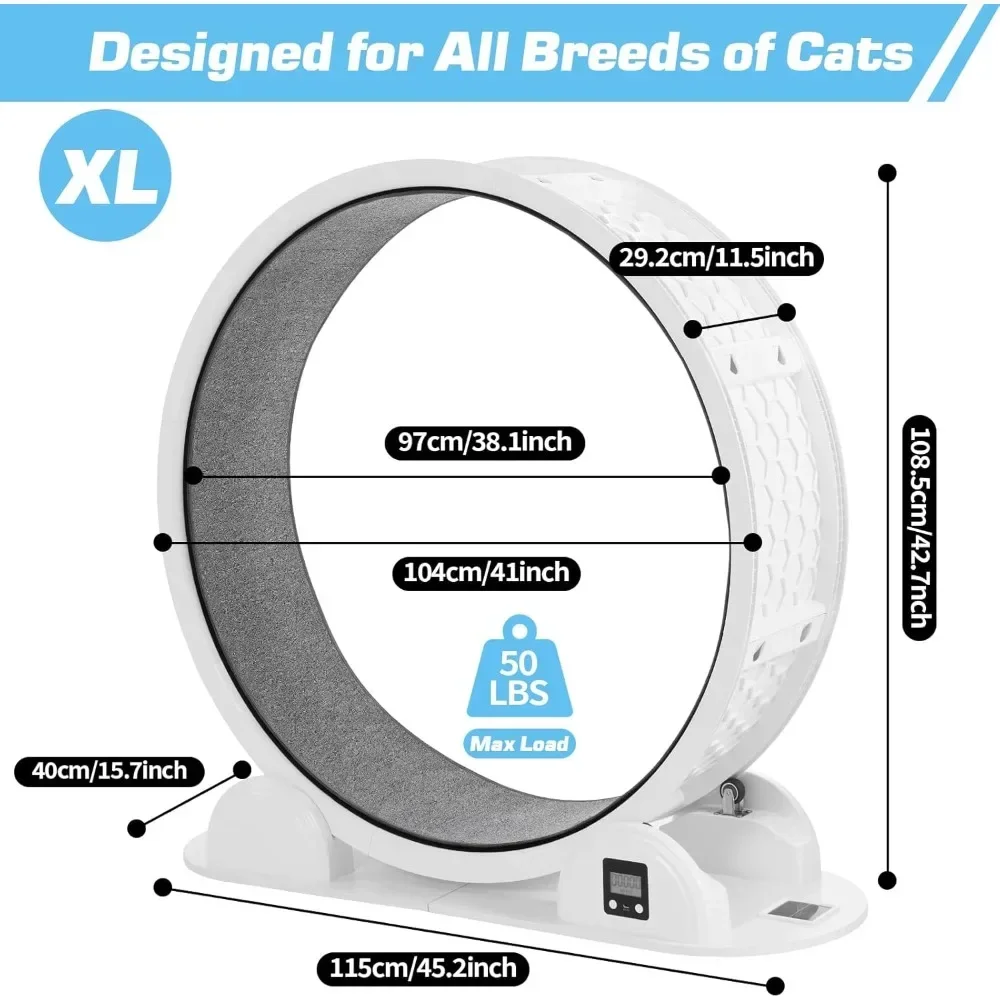 

-Cat Exercise Wheel With Pedometer, 10 Minutes Fast And Easy Installation, 41” Large Cat Treadmill Running Fitness