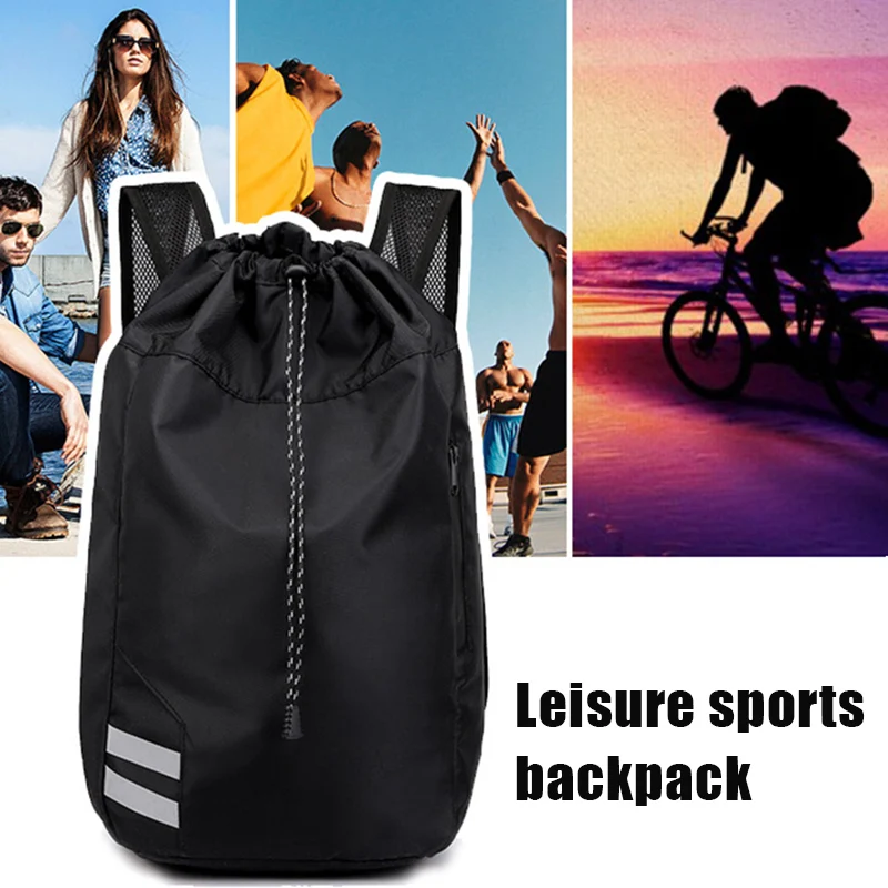 Unisex Sports Backpack Oxford Fabric Bucket Drawstring Waterproof Outdoor Soccer Football Basketball Backpack Bags