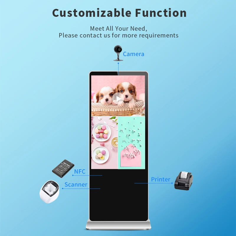 شاشة LCD تعمل باللمس ، كشك إعلانات ، مركز تسوق ، واقفة على الأرض ، شاشة عرض لافتات رقمية ، 32 بوصة ، 42 بوصة ، 50 بوصة ، 55 بوصة ، 65 بوصة ، OEM