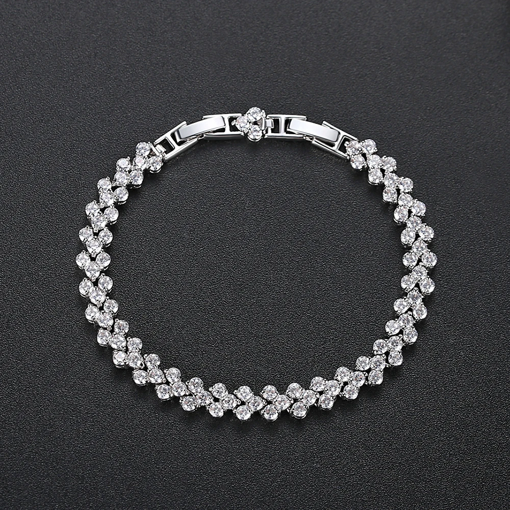 LUOTEEMI Roman CZ Wedding Bracelet Luxury Romantic Cubic Zirconia Bridal Women Bracelets Party Anniversary Jewelry Girl Gift