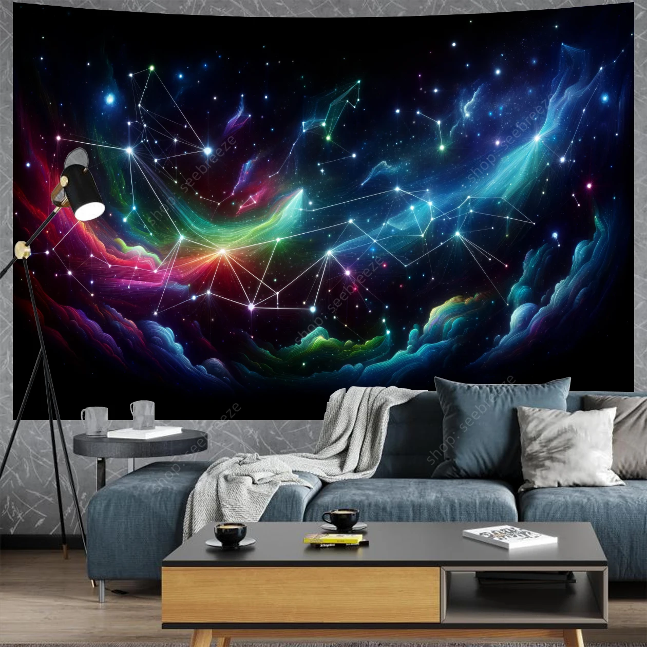 

Vibrant Star Constellation Cloud Image Tapestry Wall Hanging Psychedelic Room Decor Aesthetic Mandala Witchcraft Boho Tapestries