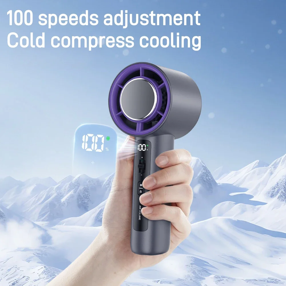 

Portable Handheld Turbo Fan 100 Wind Speeds Adjustable Mini Personal Hand Air Cooler Fan Battery Operated Electric Eyelash Fan