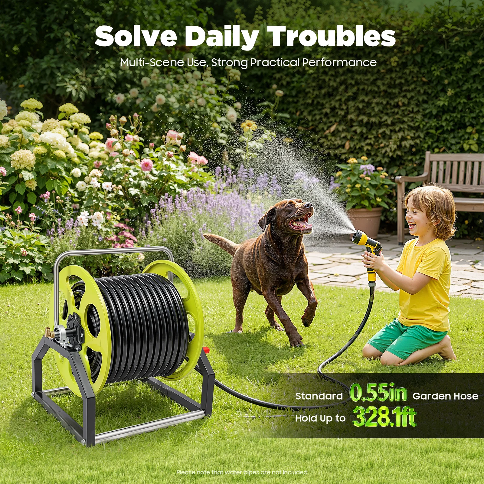 

DIY Hose Reel Water Pipe Storage Rack Portable Garden Pipe Coiler Metal Hose Reel for Watering Washing