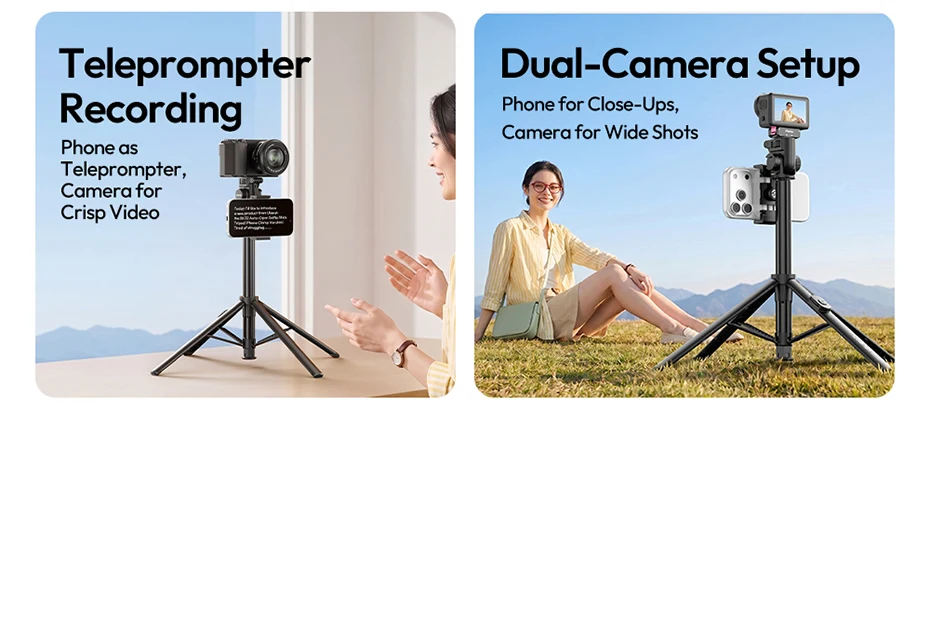 Ulanzi SK32 Auto-Open Selfie Stick Stativ (Handy-Klemm-Version) mit kabelloser Fernbedienung für Kamera, Handy, Selfie, Vlog, Fotografie – Detail 7