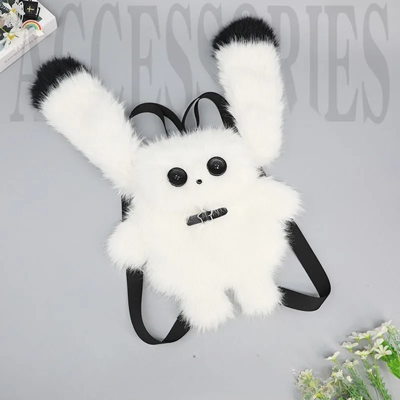 

JIAERDI Sweet Cute Rabbit Backpack Women Plush Soft Anime Ita Bag Ladies Cartoon Button Mochilas Mujer Y2k Aesthetics Chic 2025