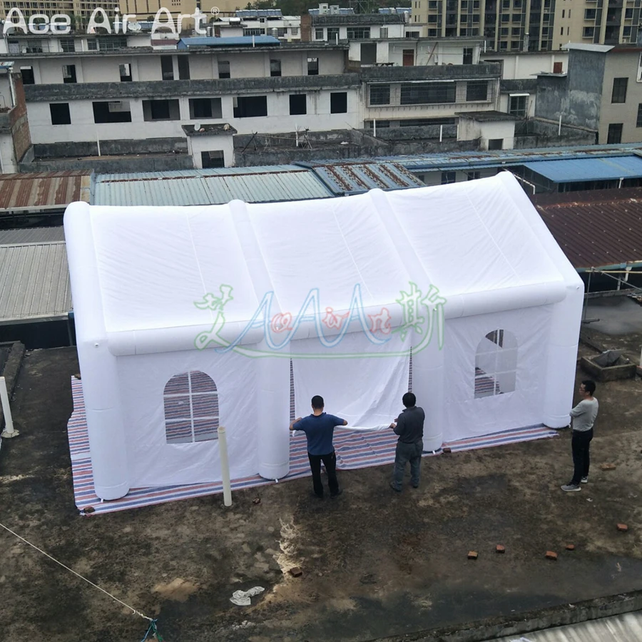 Tienda de campaña inflable para boda, 8mLx5mWx4mH, 2 puertas, construcción de casa, marquesina al aire libre, ganancias, iglesia para fiesta