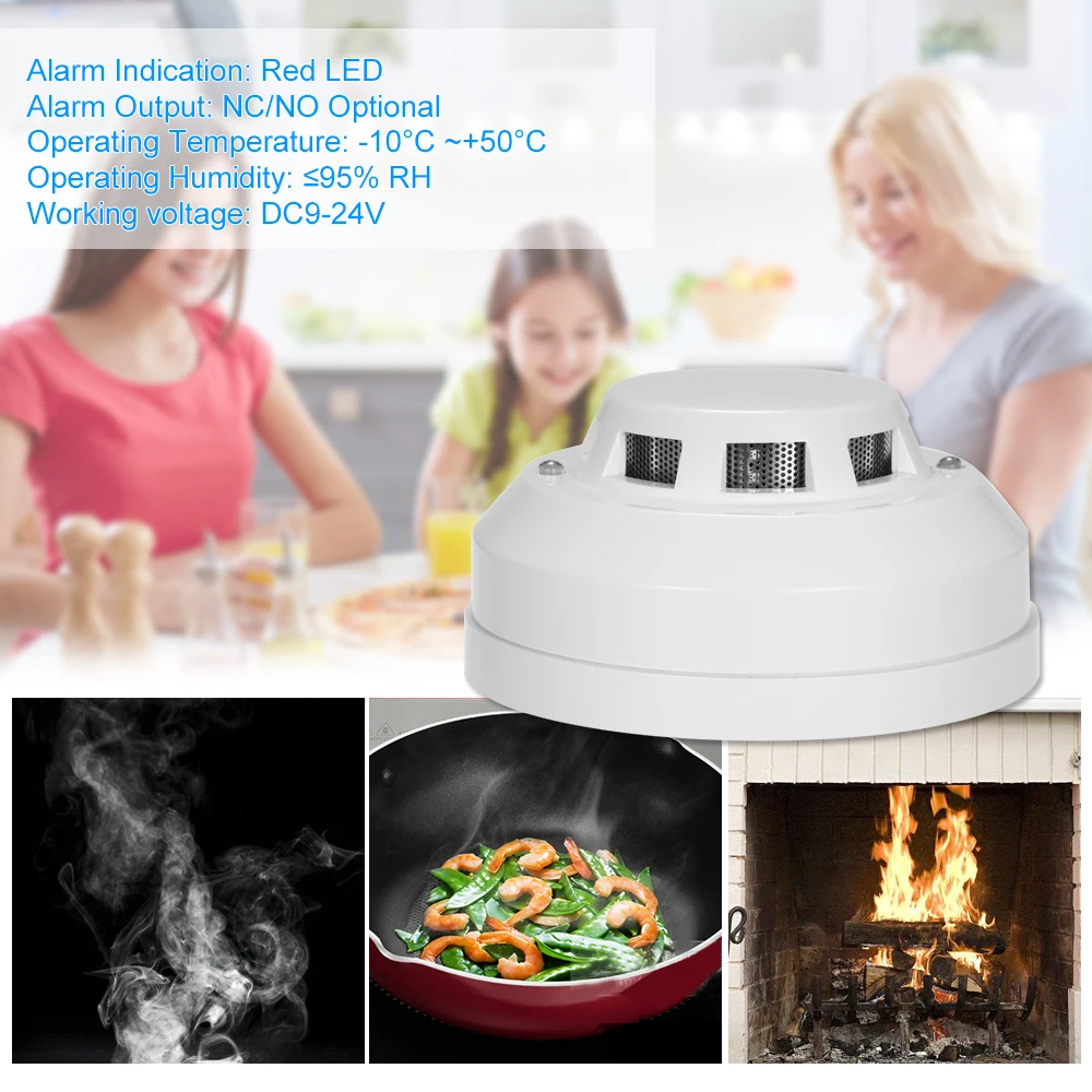 كاشف دخان كهروضوئي سلكي ، مستشعر إنذار عالي الحساسية ، مضاد للحرق ، الاتصال بمنطقة سلكية للمنزل ، المتجر ، الفندق ، المصنع